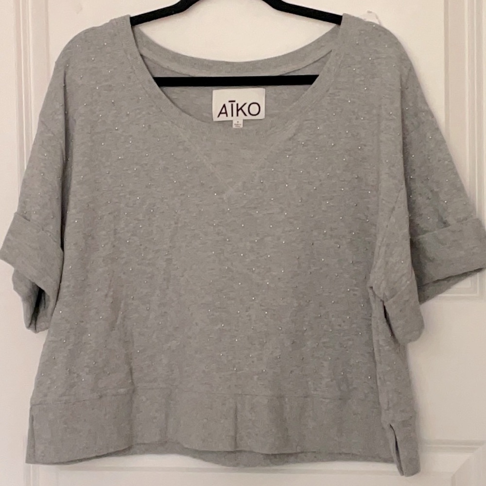 Aiko Cuff Sleeve Cropped Boyfriend Sweatshirt Small